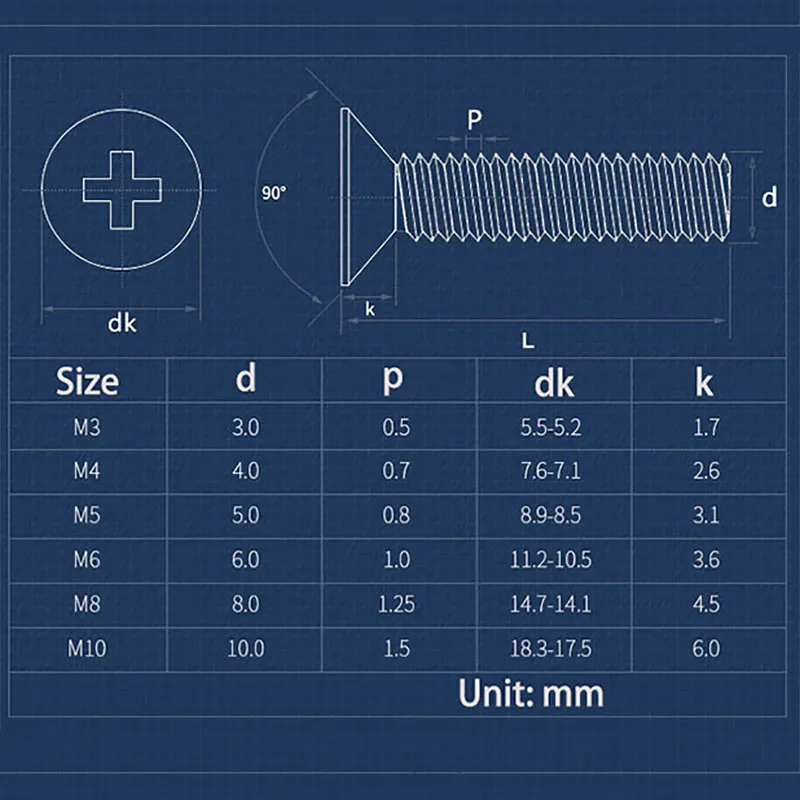 M3 M4 M5 316 Stainless Steel Phillips Screws Nuts Washer Assortment Kit Machine Countersunk Head Flat Screw Bolt Set