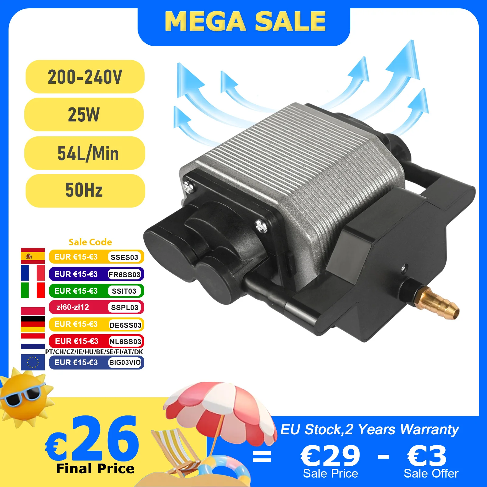 NEJE 54L/Min Laser Air Assist Pumpe 25W 220-240V Luft Kompressor Aquarium Sauerstoff Pumpe Geschwindigkeit einstellbar Für Laser Gravur
