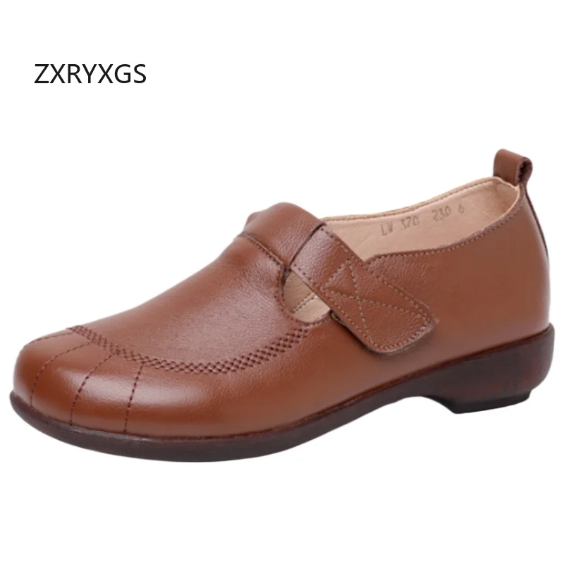 

ZXRYXGS туфли из воловьей кожи с верхним слоем в стиле ретро, туфли на плоской подошве с глубоким вырезом, элегантная удобная обувь больших размеров на мягкой подошве, модная обувь из натуральной кожи