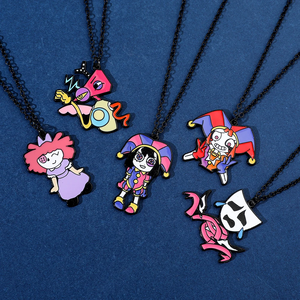 Die Amazing Digital Circus Serie Kawaii Halskette - Anime Cartoon Mode Metall-Emaille-Schmuck-Accessoire für Freunde Spielzeug-Geschenke – Detail 6