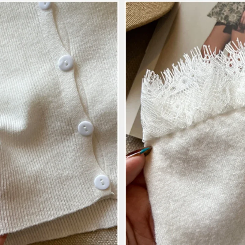 تي شيرت حريمي تريكو دانتيل بأزرار أنيقة ضيقة على الطراز الكوري الصلبة على شكل حرف v وأكمام طويلة ومرونة عالية ملابس علوية نسائية ناعمة على الموضة