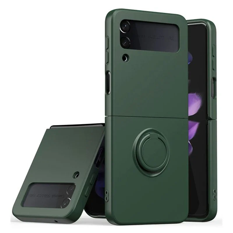 لسامسونج Z فليب 5 6 حافظة حلقة حامل المغناطيسي السائل سيليكون حالات لسامسونج غالاكسي Z فليب 3 5 6 ZFlip 4 ZFlip5 غطاء ناعم