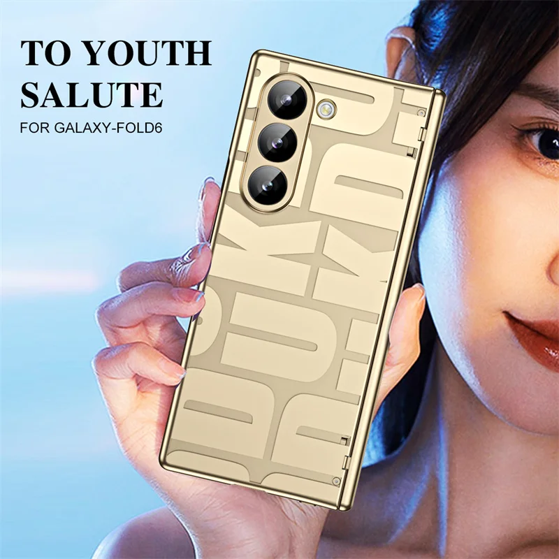 For Samsung Z Fold 3 4 5 6 7 Luxury Fashion Hinge Folding Phone Case For Samsung Z Fold 6 7 5G Trendy PC Back Cover Protective