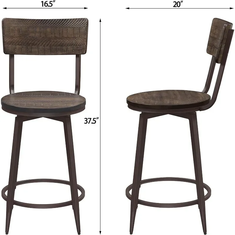 Вращающаяся стойка для барных стульев, барные стулья для кухонного островка, высокие стулья с металлической рамой, высота сидения 24 дюйма