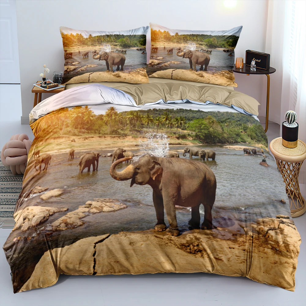 Animal Duvet Cover Sets Custom Design 3D Elephant Bed Linen Pillow Covers 180*200cm Full Twin Double King Size Camel Beddings