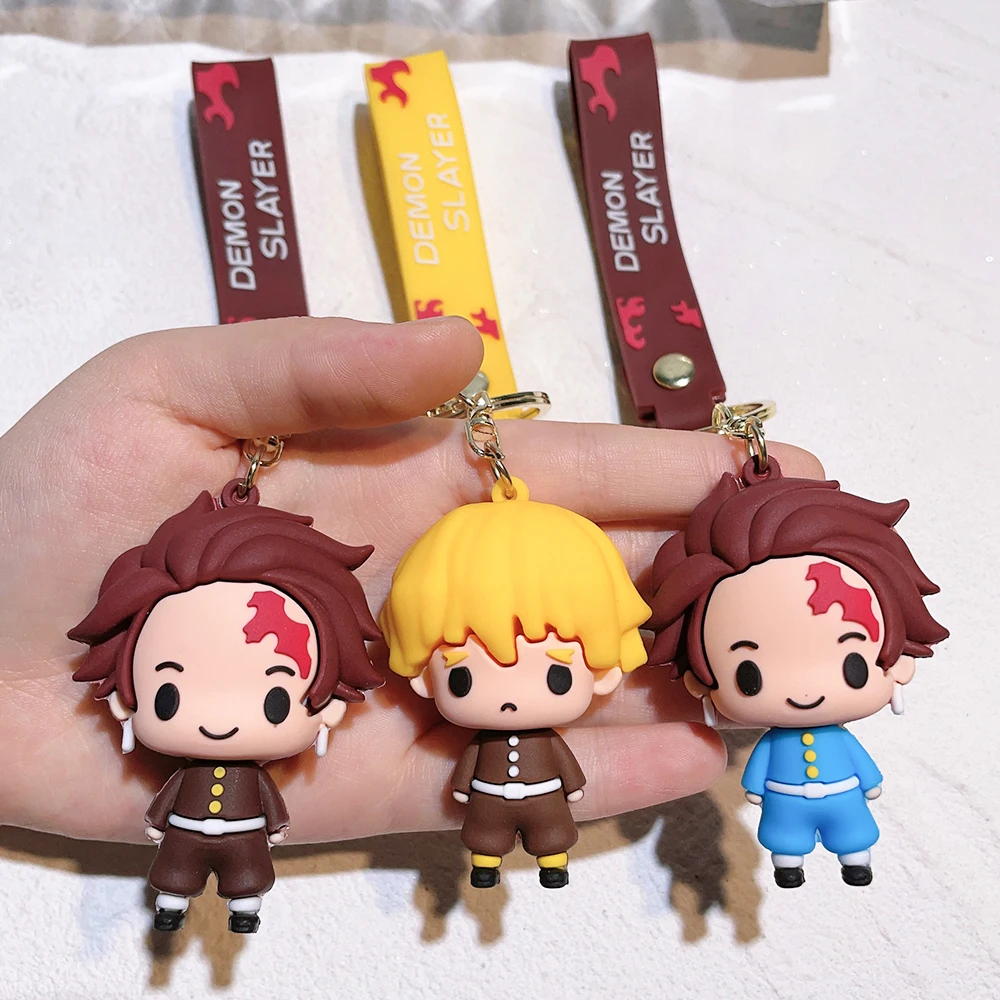 Hot Demon Slayer Kimetsu No Yaiba Blade of Ghost Keychain Cute Characters Bag Pendant Car Key Chain Ring Fans Gift Anime Jewelry