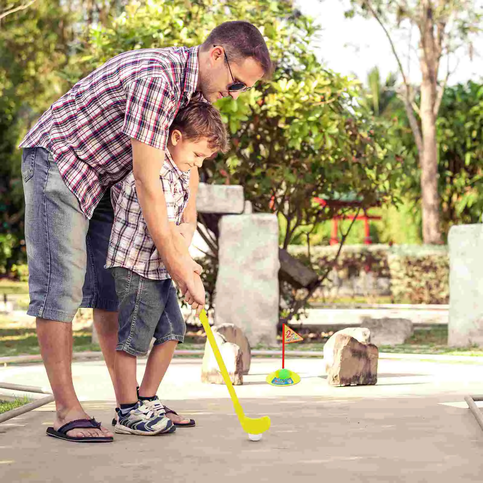 Brinquedos educativos do golfe para crianças, Kits de golfe plásticos para crianças, gramado ao ar livre e esportes interiores