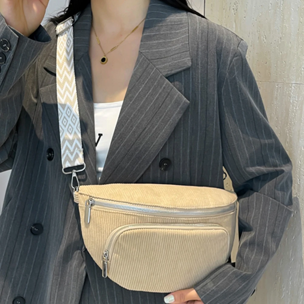 

Corduroy Chest Bag Women Winter Shoulder Bag Anti-theft Belt Bum Sling Crossbodyg Bags Female Fanny Pack Ladies Casual Waist Bag