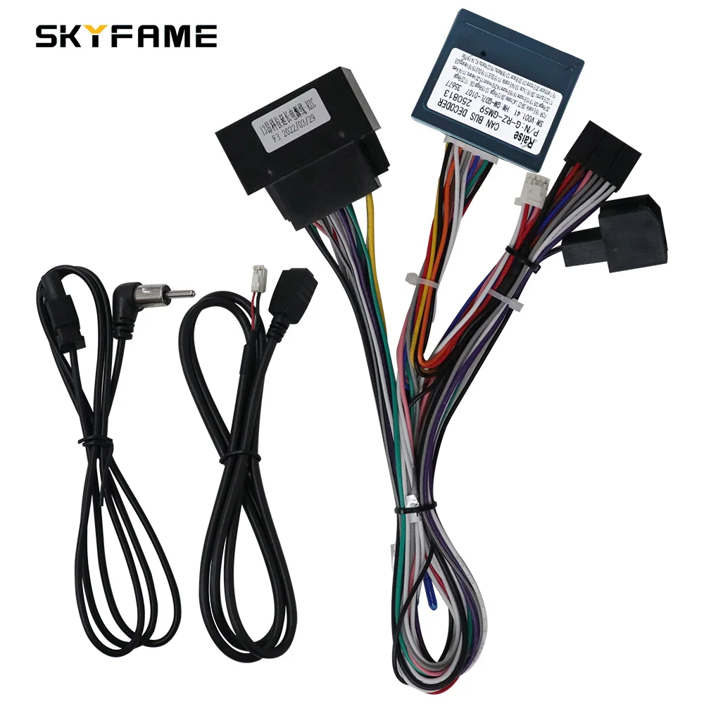 SKYFAME Car 16pin Wiring Harness Adapter Decoder Android Radio Power Cable For Buick Encore GL8 RZ-GM09 G-RZ-GM59