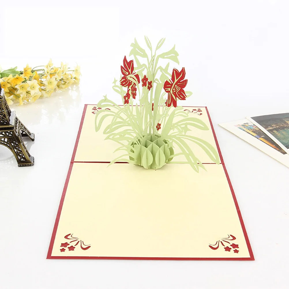 

2 Pcs 3D Paper Carved Daffodils Greeting Cards Pop Up Cards 15x15cm Size Premium Material Handmade Gift Birthday Wedding