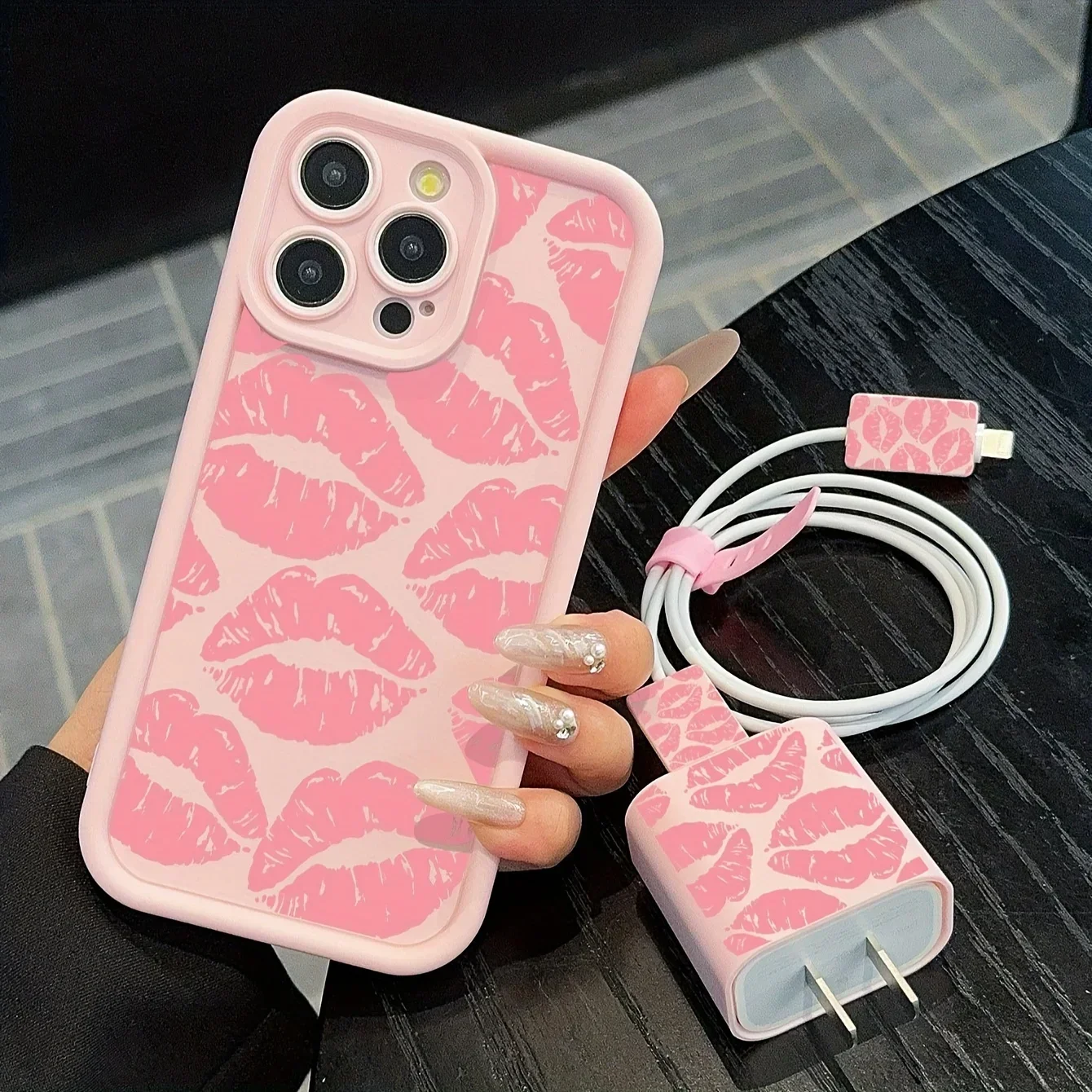 Colorful Heart Pattern Pink Phone Case for Iphone 16 15 14 13 12 11 Pro Max Silicone Soft Cover（Charger Not Included）