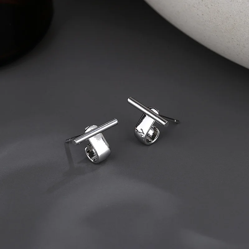 VENTFILLE 925 Sterling Silver Geometry Studs Earring for Women Splicing Korean Hip Hop Versatile Jewelry Gift Dropshipping