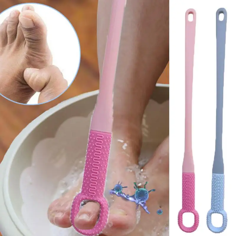 Toe Cleaning Brush Long Handle Foot Scrubber In Shower Silicone Bristles Between Toe Cleaning Brush Foot Scrubber For Seniors