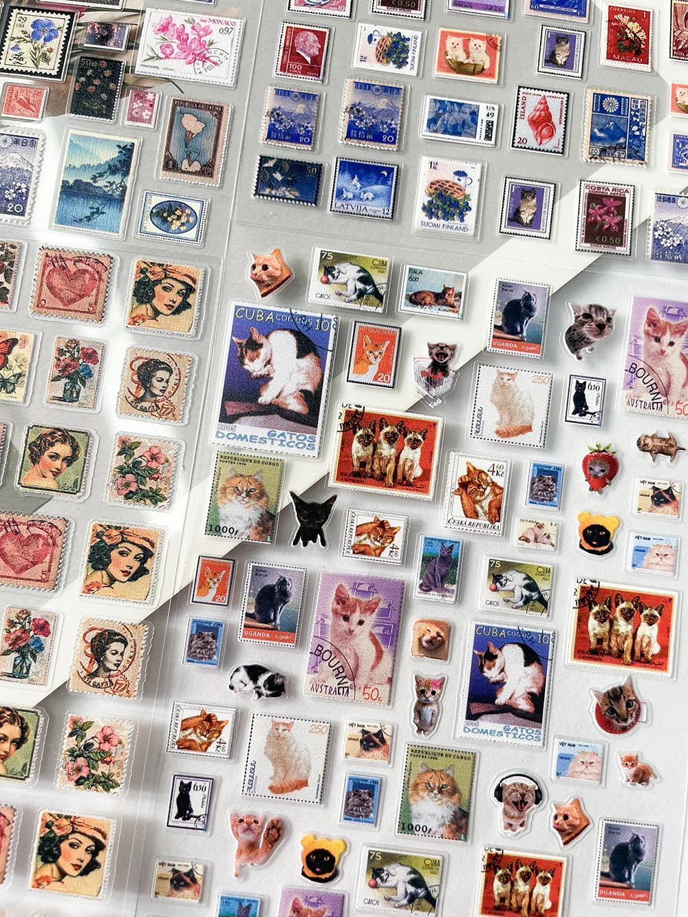 الرجعية Stamps بطاقة بريدية ملصقات الزخرفية Diy بها بنفسك الكلاسيكية زهرة العمارة الحيوان مسمار ملصقات سجل القصاصات ذاتية اللصق المنزلق #1
