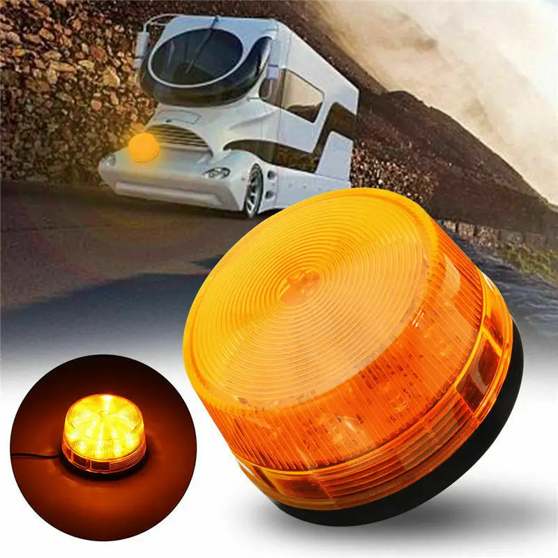 12V Amber Beacon Light Security Alarm Strobe Signal Flashing Warn Warning Siren LED Car Motorhome RV Police