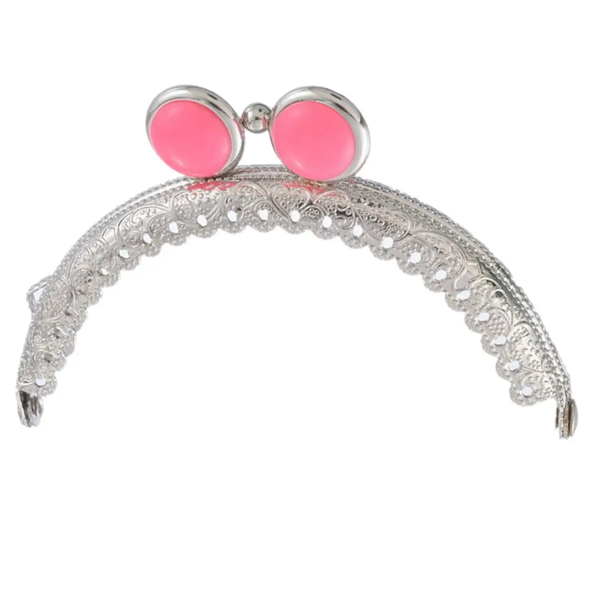 

30Pcs/lot Silver Tone Arch Purse Bag Frame Kiss Clasps Handle Clutch Lock Ruffled Round Resin Head 8.5cm Handicrafts Accessories