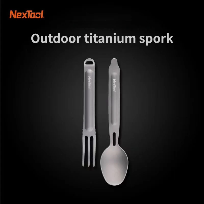 NexTool Outdoor Pure Titanium Spork and Spoon Reusable Camping Tableware Set 2-in-1 Detachable Outdoor Sport Healthy Convenient