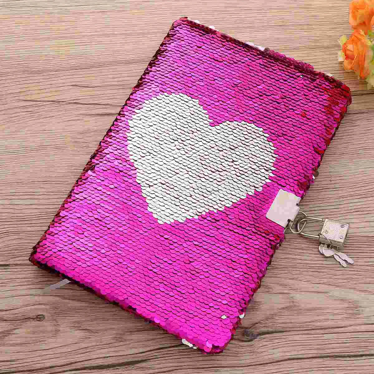 Sequin Secret Diary Travel Notebook Reversible The Love Heart Private Journal Notebooks with Lock