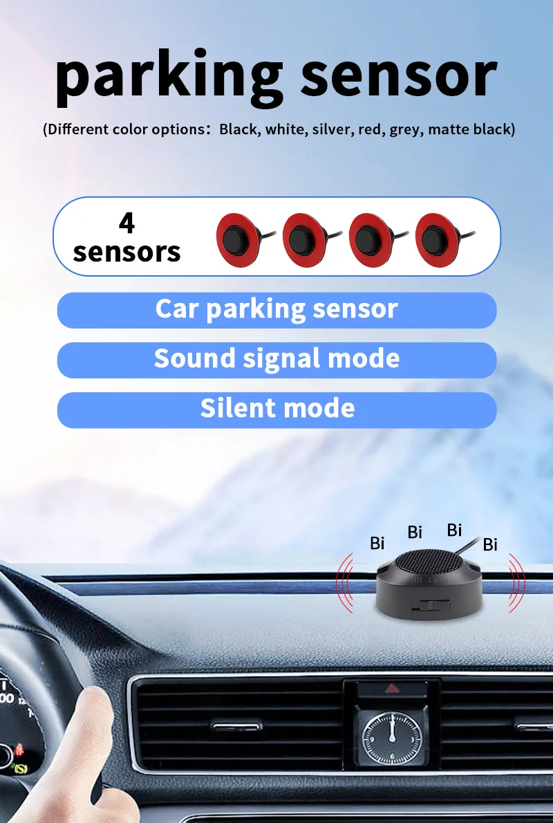 16,5 mm 4 Parksensoren Auto-Rückfahrradar Geräuschloser Modus Wasserdicht 12V Sicherer Einparkassistent für Auto LKW Van Wohnmobil – Detail 1