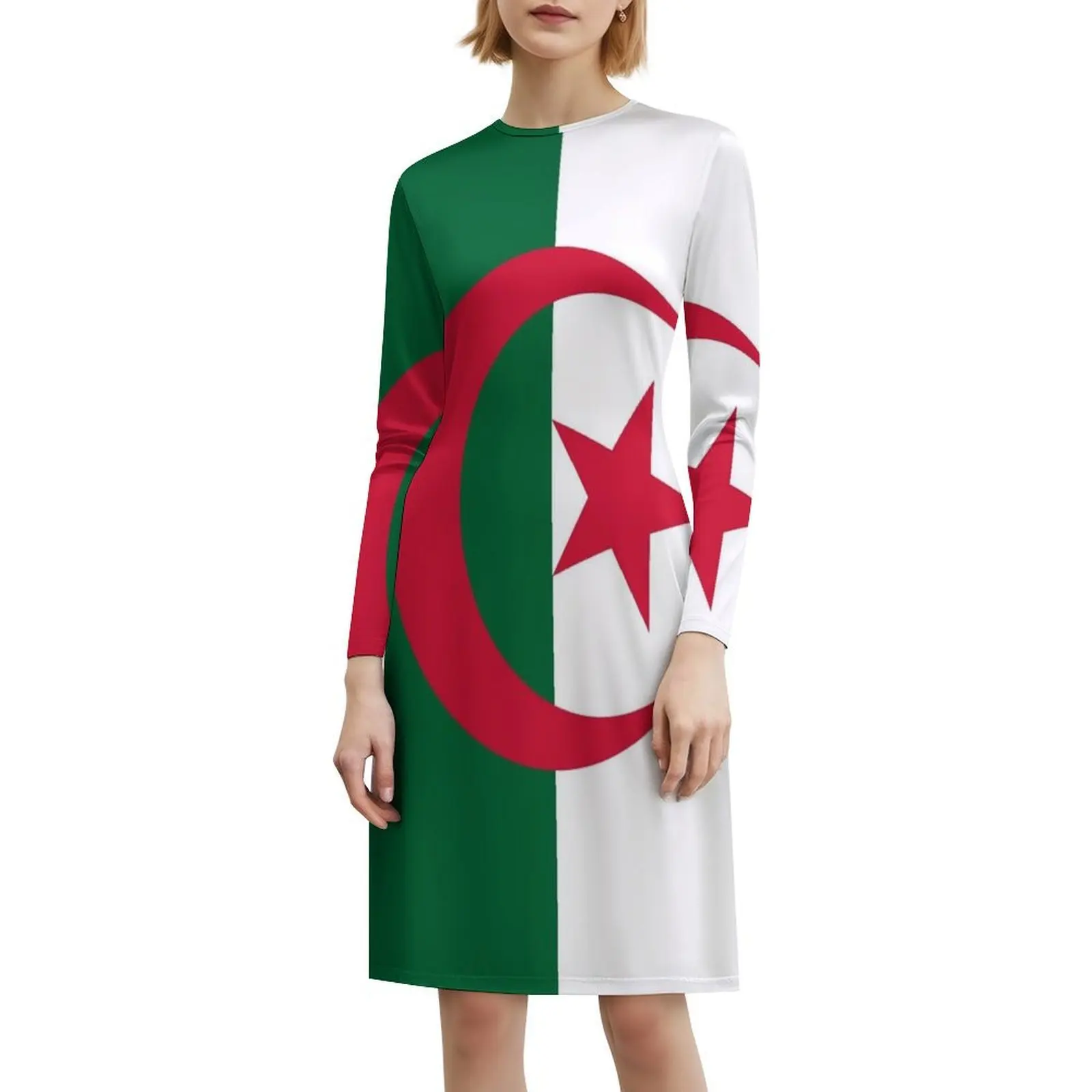 فستان الهيب هوب للسيدات بعلم الجزائر ملابس الشارع الشهير مطبوع عليه رسومات جرافيك ملابس الحفلات والنوادي علم الجزائر ملابس نسائية رائعة ومضحكة #6