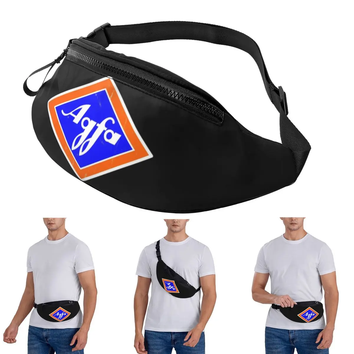 Riñonera cruzada con logotipo de película Retro Agfa de los años 60 para hombre y mujer, riñonera de viaje para correr, dinero, bolsa para teléfono