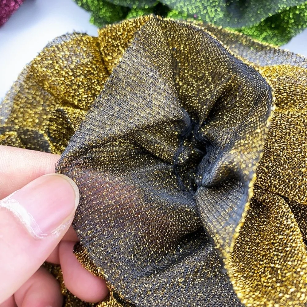 Headwear Oversize Scrunchies Fabric Art Elastic Elastic Rubber Bands Golden Velvet Elastic Shiny Velvet Fabric Hair Ring Hair