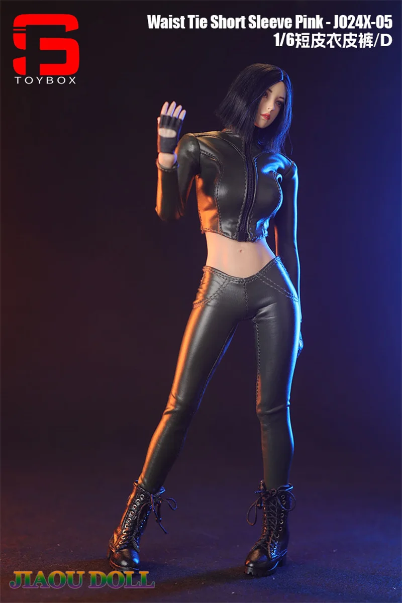 JO24X-04 1/6 หญิงสั้นเสื้อหนังกางเกงรถจักรยานยนต์เสื้อผ้ารุ่น 12 ''เอเชียทหาร Action Figure Body