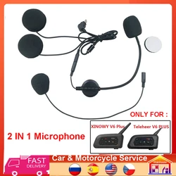 2 in 1 Type-C Headset Earphone Speaker Dual Microphone For Teleheer V6 Plus Xinowy V6 plus Helmet Intercom Earphones Accessories