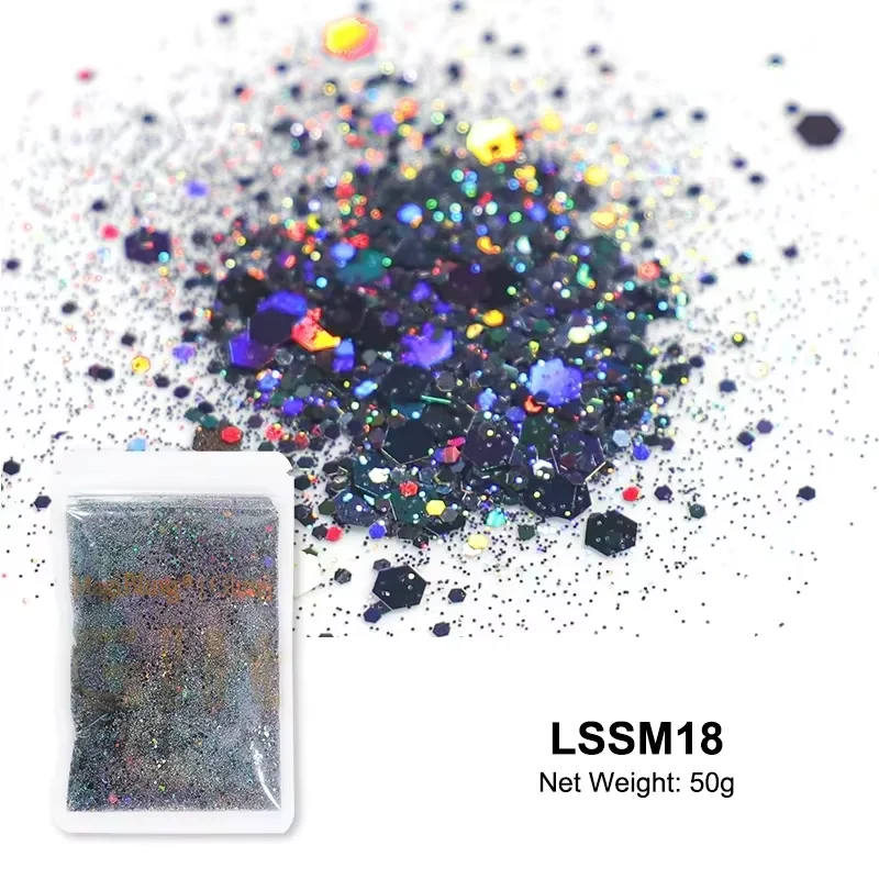 Ausverkauf! MagiBling 50 g holografischer grober Glitzer, gemischte Größen, Pailletten, Laserflocken, Staubpulver, Nagelkunst-Dekorationen, DIY-Kunsthandwerk – Detail 8