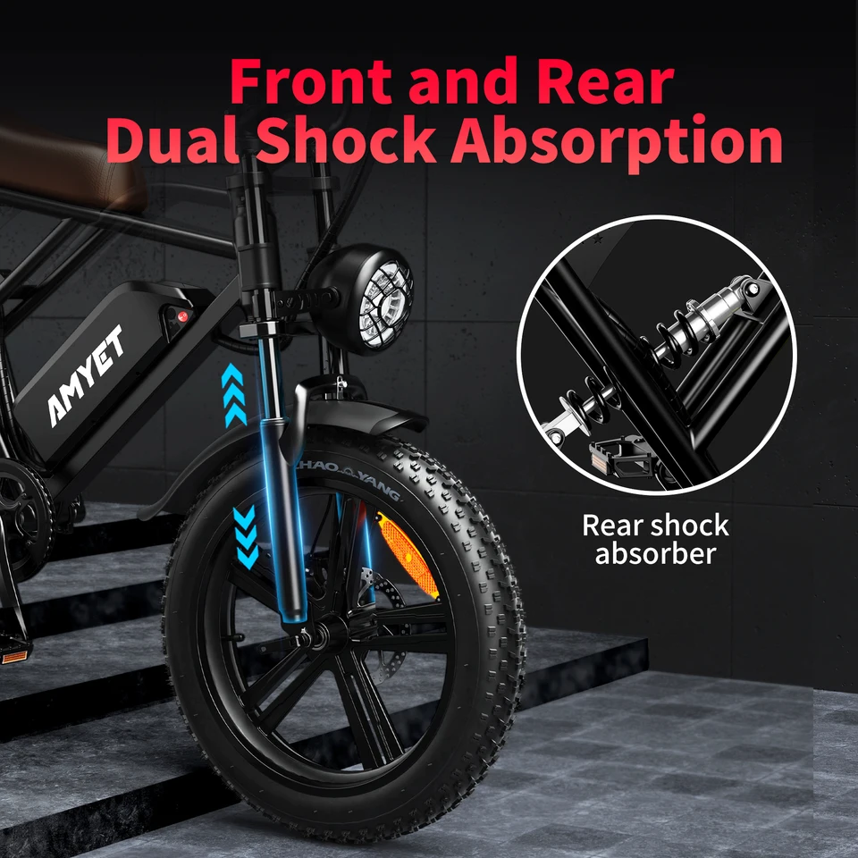 AMYET V9-G60 Adults Electric Bike 1000W Motor Bicycle 48V 20AH 20“ Tire Ebike Electric E Bikes Mountain Moped Ebikes For Men image 10