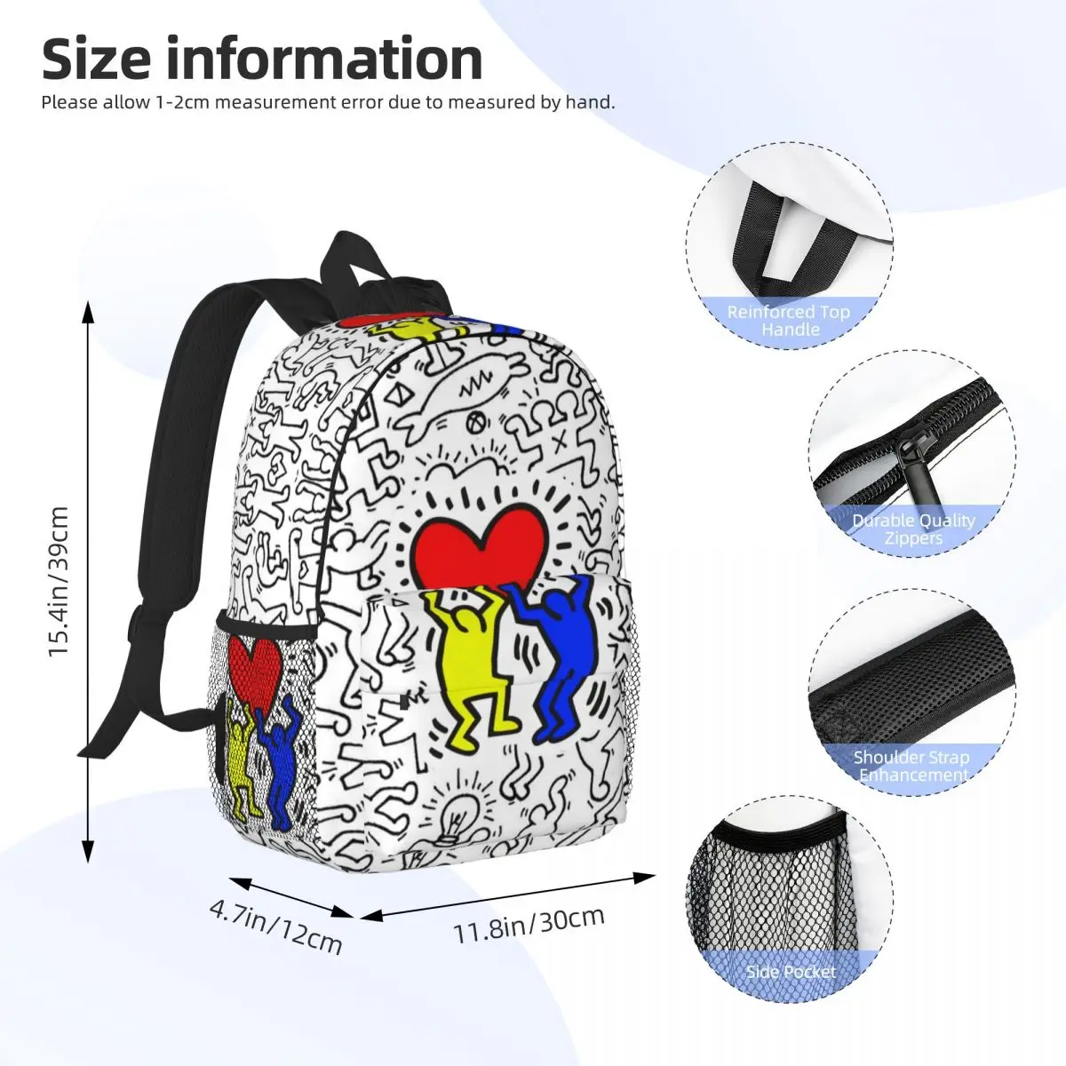 Personalized Own Mine Paintings Art Haring Backpack Women Men Basic Bookbag for School College Graffiti Pop Art Bags