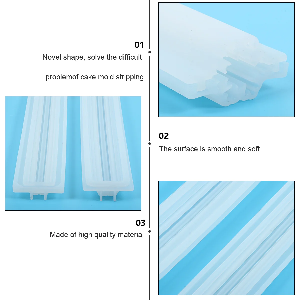 

1Pcs Sandwich Tube Mold Realistic Shape Smooth Easy Clean Baking DIY Cake Decoration Mold for Kitchen Handmade Soap