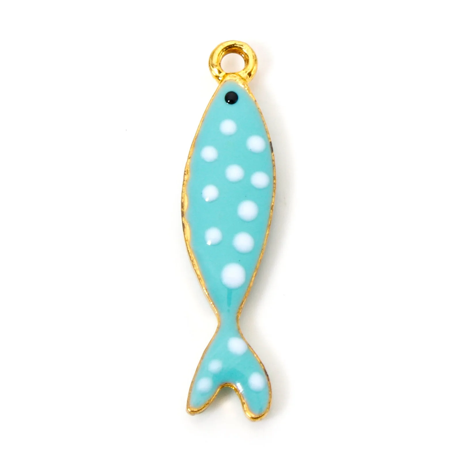 5 Stück Fisch, blau, grün, emaillierte Pailletten, Charms, Zinklegierung, Tieranhänger, DIY-Halskette, Ohrringe für Frauen, Schmuckzubehör – Detail 9