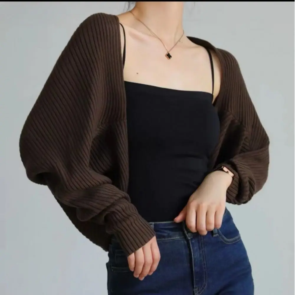 Knitted Blouse Long Sleeves Fashion Elegant Loose Sun Protection Clothing Soft Outer Cover Air-Conditioning Shirt for Women