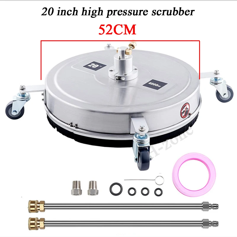 Pressure Washer 20 Inch 304 Stainless Steel Scrubbing Pan 1/4 Quick Connect 4000psi Suitable for Garage Yard Pavement Cleaning