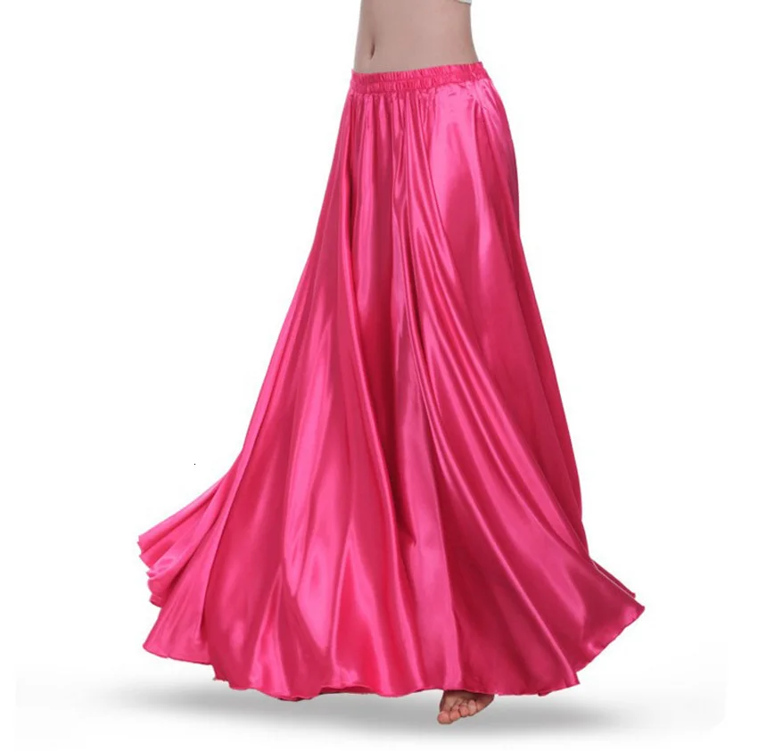 Satin Shining Belly Dance Skirt for Woman Big Swing Gypsy Spanish Flamenco Dancesuit Costumes Stage Wear Performance Clothing