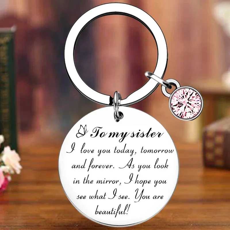 Metal Sister Birthday Keychain Big Little Sister Key Chain Pendant Sweet 16 Birthday gift