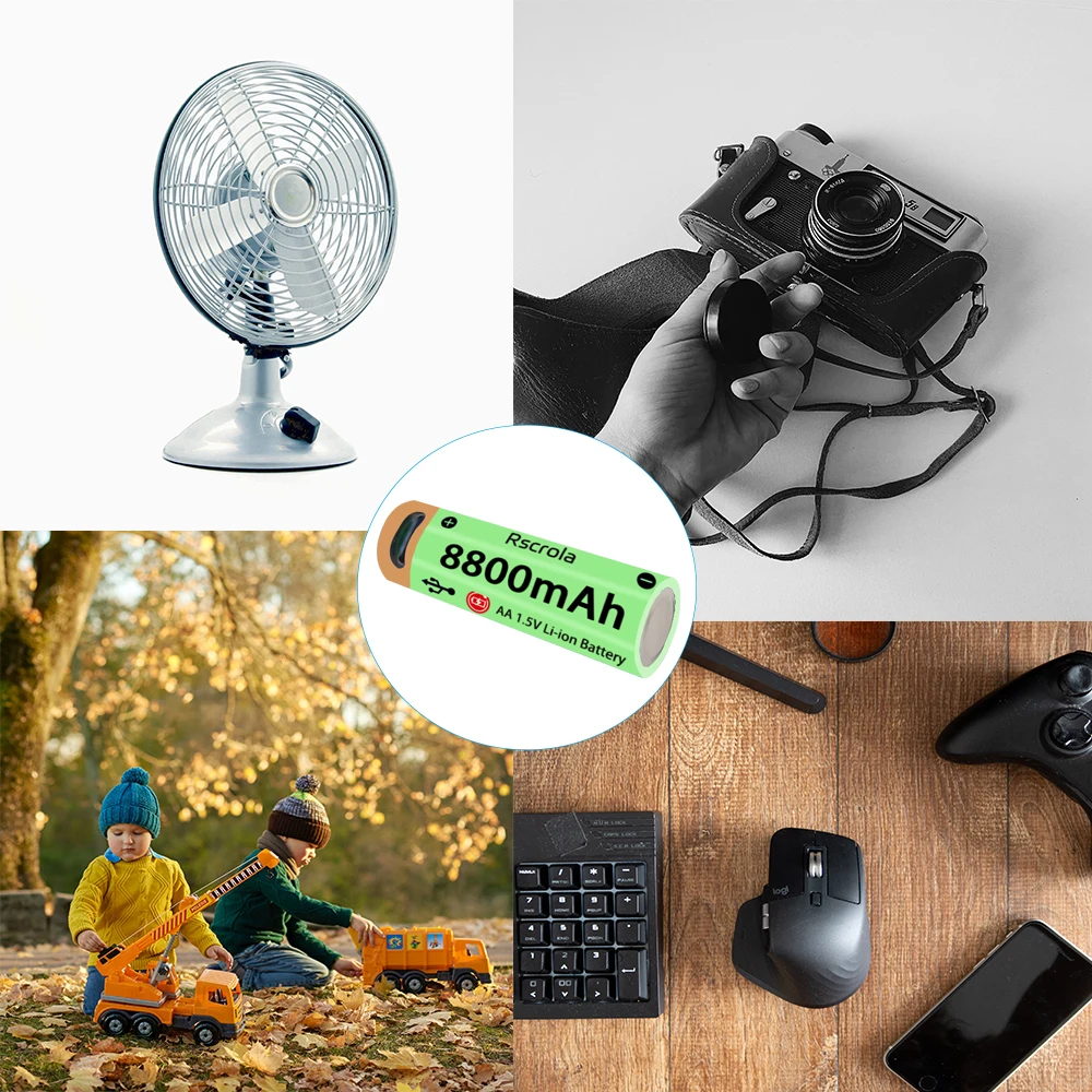 Upgraded Long-Lasting AA Li-ion Battery Type-C Large Capacity Rechargeable Battery 1.5H Fast Charge Over 1500 Cycle Battery Life