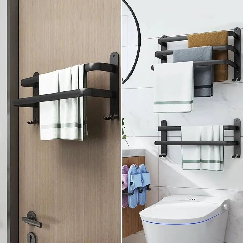

Towel Rack, Non Perforated Bathroom, Wall Mounted Bathroom, Towel Hanging Pole Storage Rack, Bathroom Storage Rack