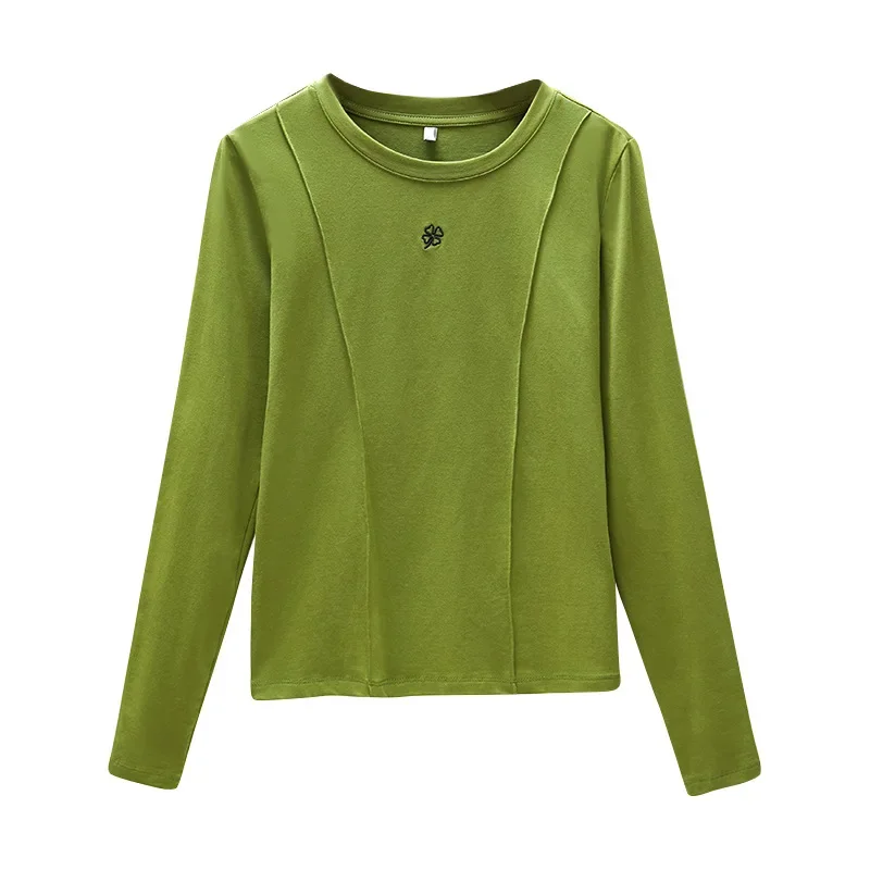 New Spring and Autumn Ladies Long-sleeved T-shirt Bottoming Shirt Big Yards Women\'s Stretchy Inner Women\'s T-shirt Tops