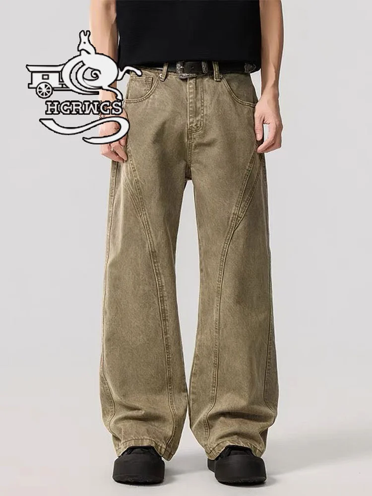 

RWCS High-End Brand Distred Patchwork Denim Jeans Cool Deconstructed Design Youth Versatile Loose Long Pants Men