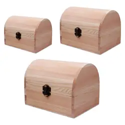 Unfinished Wood Box Organizer Plain with Hinged Lid Treasure Chest Toy Case for Home Decor Jewelry Storage Necklace Party Favor