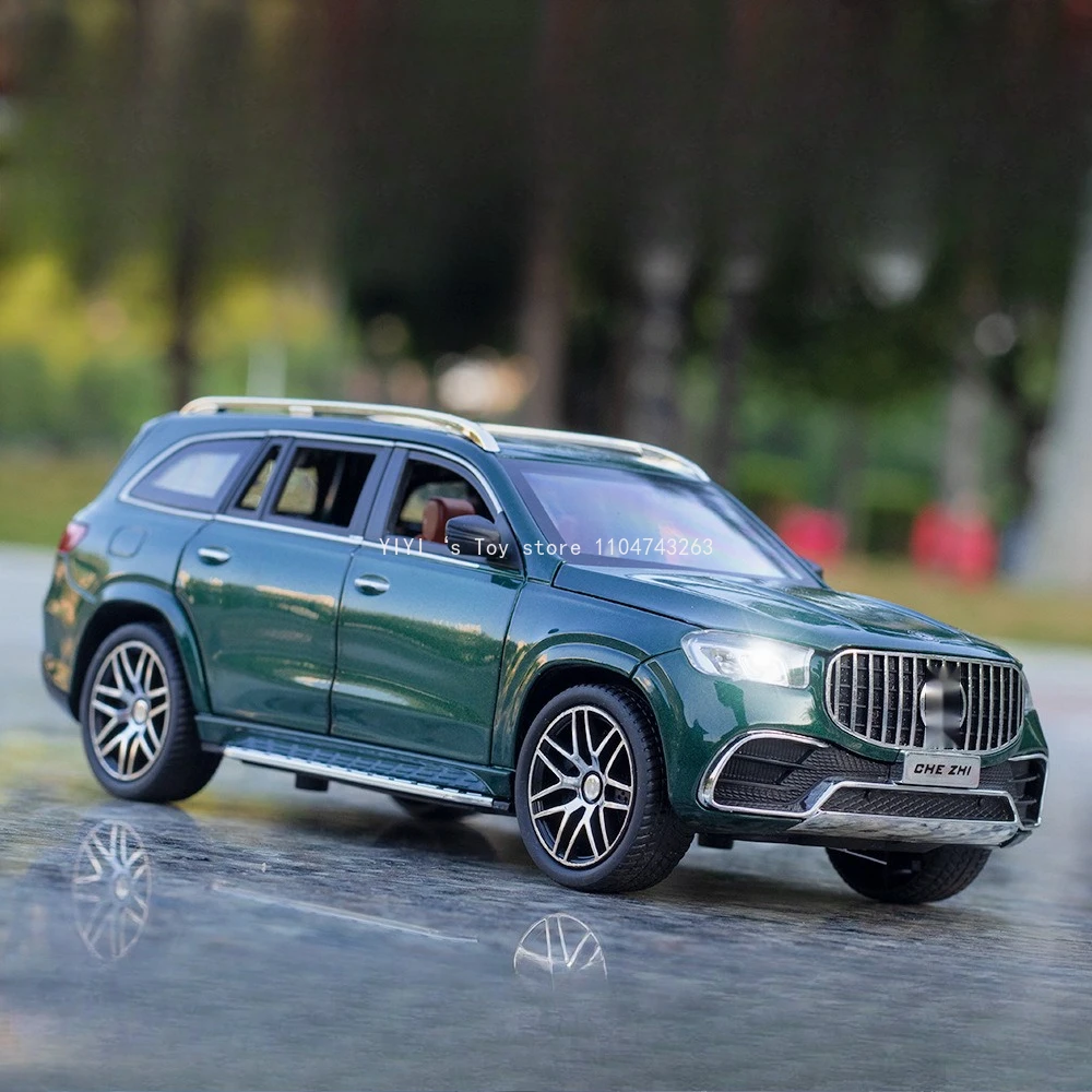 Modèle de voiture jouet GLS63 SUV 1:24, en alliage moulé sous pression, portes à tirer, son ouvert, lumière, modèles de véhicules tout-terrain, cadeaux d'anniversaire pour garçons BA30