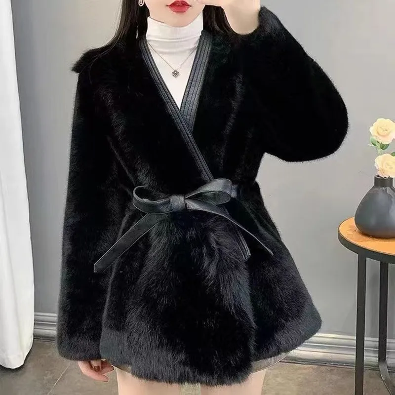 Faux Mink Fur Coat for Women, Japanese Style Jacket,Thick Warm Female Clothes,High Quality,Autumn and Winter