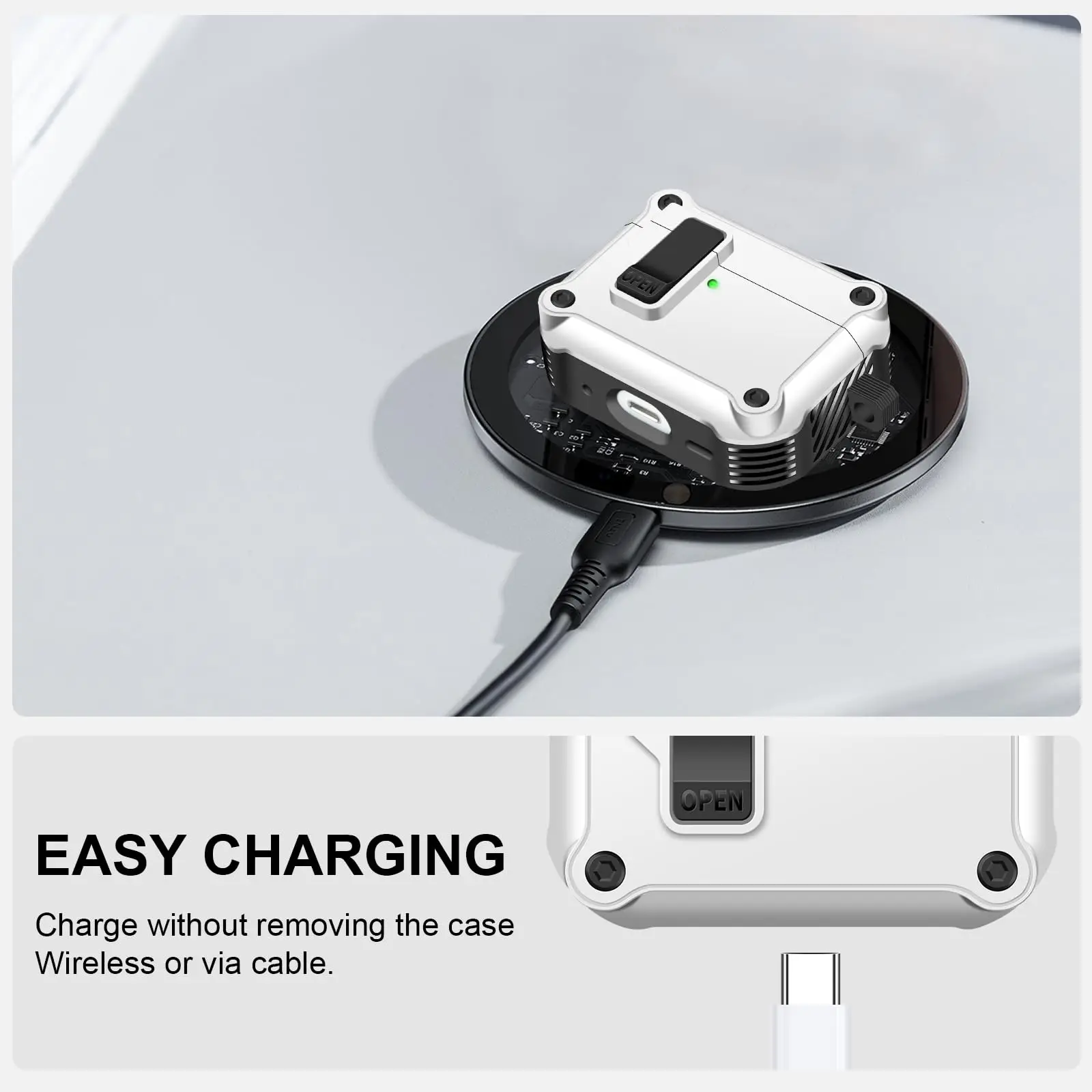 Новый чехол для AirPods 4, брелок с безопасным замком, противоударный жесткий защитный чехол с набором для чистки Airpods 4-го поколения