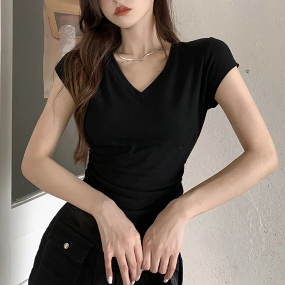 Comfortable Stylish T-Shirt Fashionable Casual Fashion Tee 2XL Women's Summer Top Lightweight Summer Wear Simple Solid Color Top