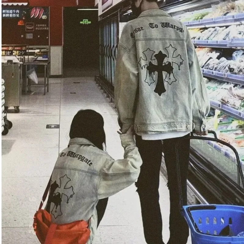 

Джинсовая куртка большого размера в стиле ретро в американском стиле для пар, осенняя новинка, потертый вид 250, молодежная верхняя одежда Pou Faion