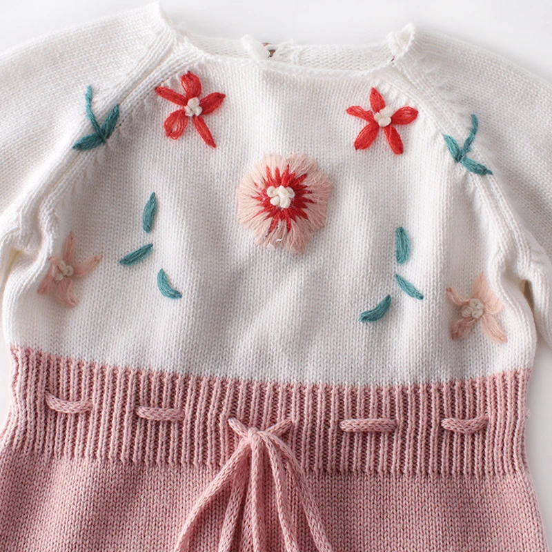 New autumn baby clothing, 0-3 year old handmade embroidered sweater, knitted sweater jumpsuit, hoodie, climbing suit