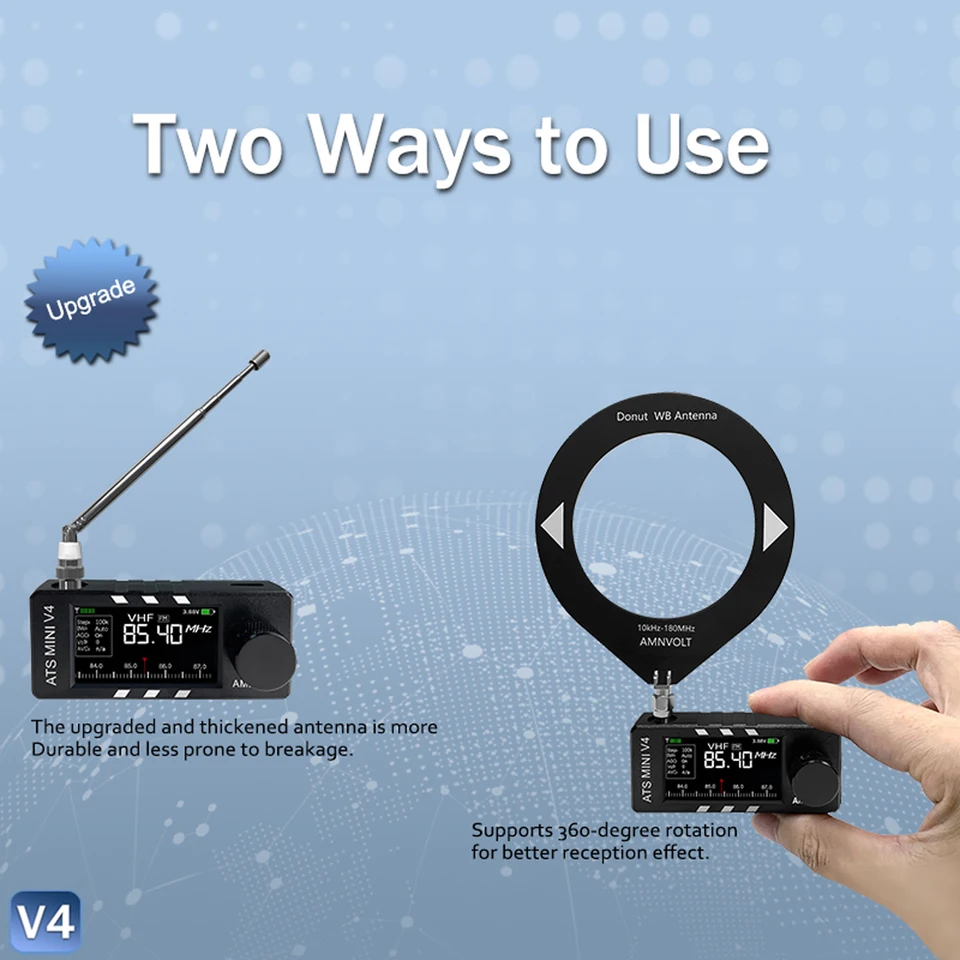 AMNVOLT V4/V3S ATS MINI SI4732 ポケットラジオ 全帯域DSPラジオ FM