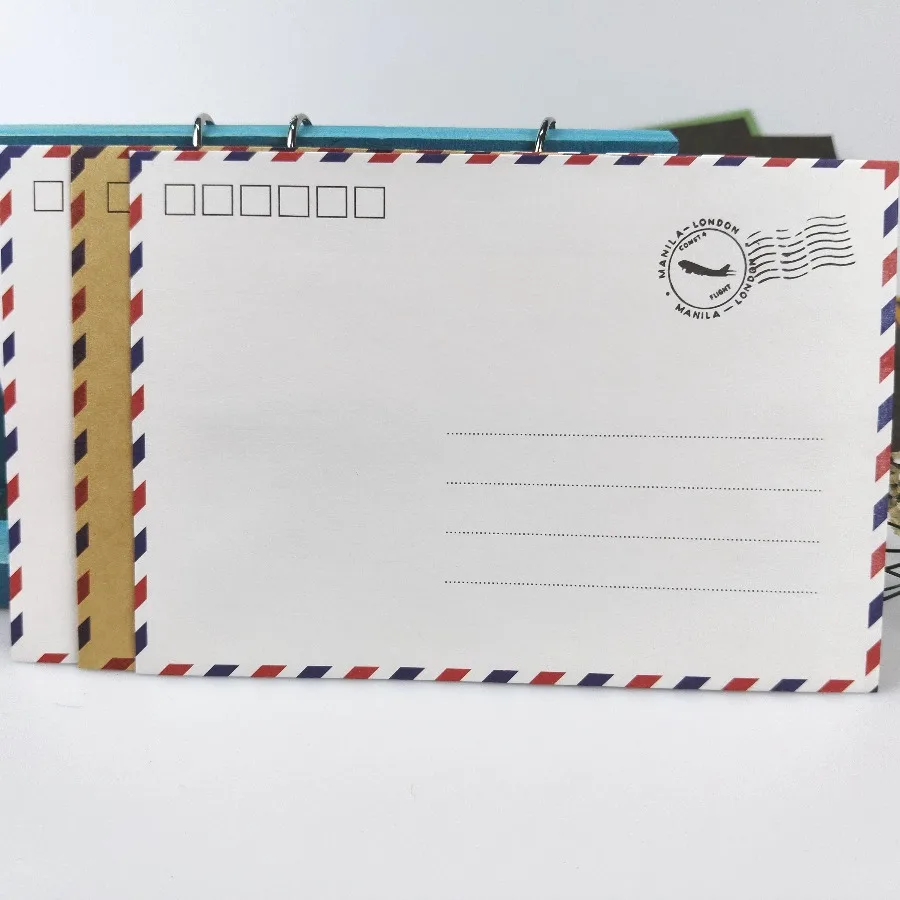 10 قطع من ظرف ورق الكرافت الغربي القديم، حافة نمط الألوان، ظرف هوائي، ظرف تخزين 17.5*12 سم